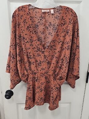 Willow Rust Blouse with Black Floral Print